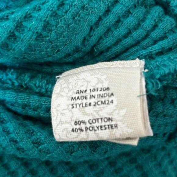 Soft Surroundings Waffle Knit Top Women’s Medium Teal Boho Decorative Buttons - Picture 4 of 12